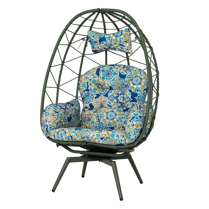 Hivvago Wicker Patio Egg Chair with Thick Cushions