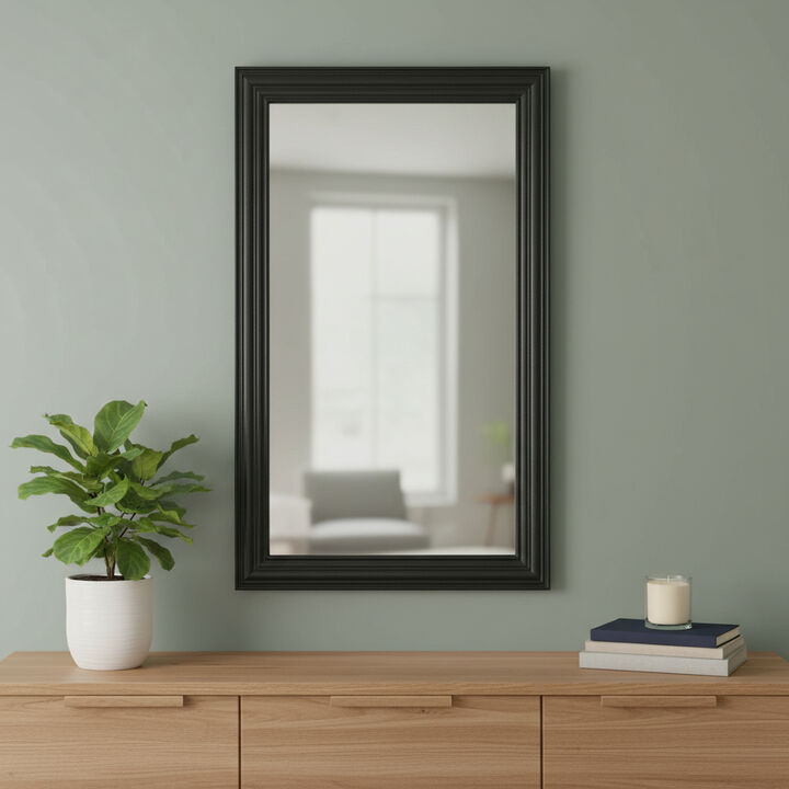 HomeRoots 26" Black Beveled Lines Framed Accent Mirror