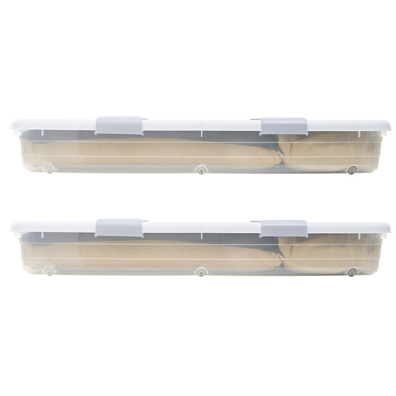 2 Pack Under Bed Storage Bins with Wheels, Rolling Organizer with Lid and Latch image number 5
