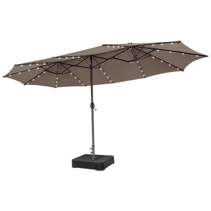Mondawe 15 Feet Double-Sided Patio Umbrella with 48 LED Lights