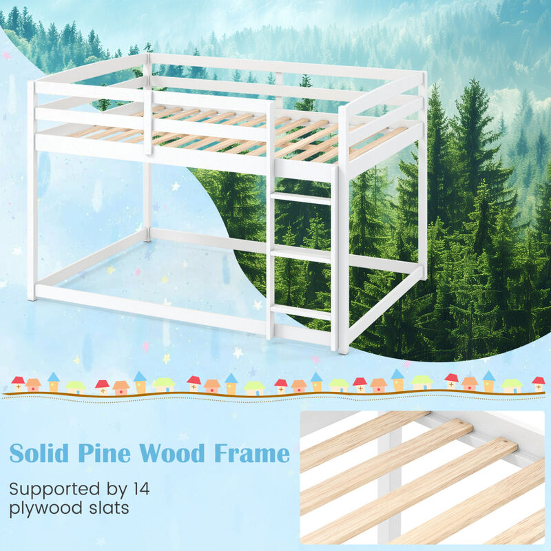 Full Over Full Wooden Bunk Bed with Guardrails and Built In Ladder image number 5