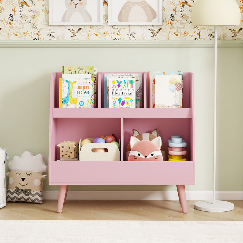 5 Cube Toy Storage Organizer and Kids Bookshelf with Anti Tipping Kits for Bedroom image number 1