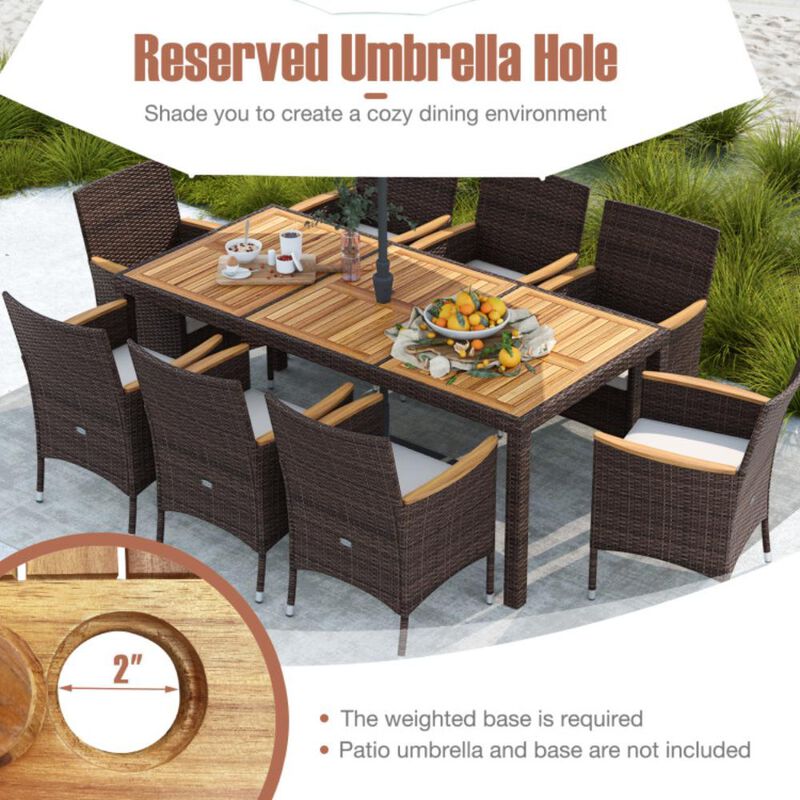 Hivvago 9 Piece Outdoor Dining Set with Acacia Wood Table Top