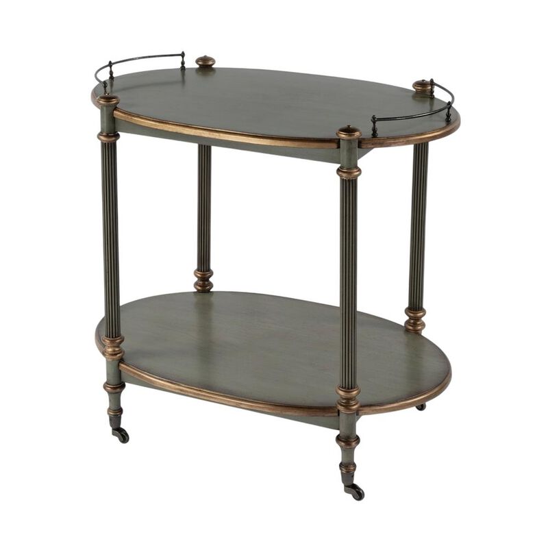 Butler Specialty 31 in. W Rectangular Wood 2 Tier Bar/Serving Cart on Casters, Pastel Green image number 0