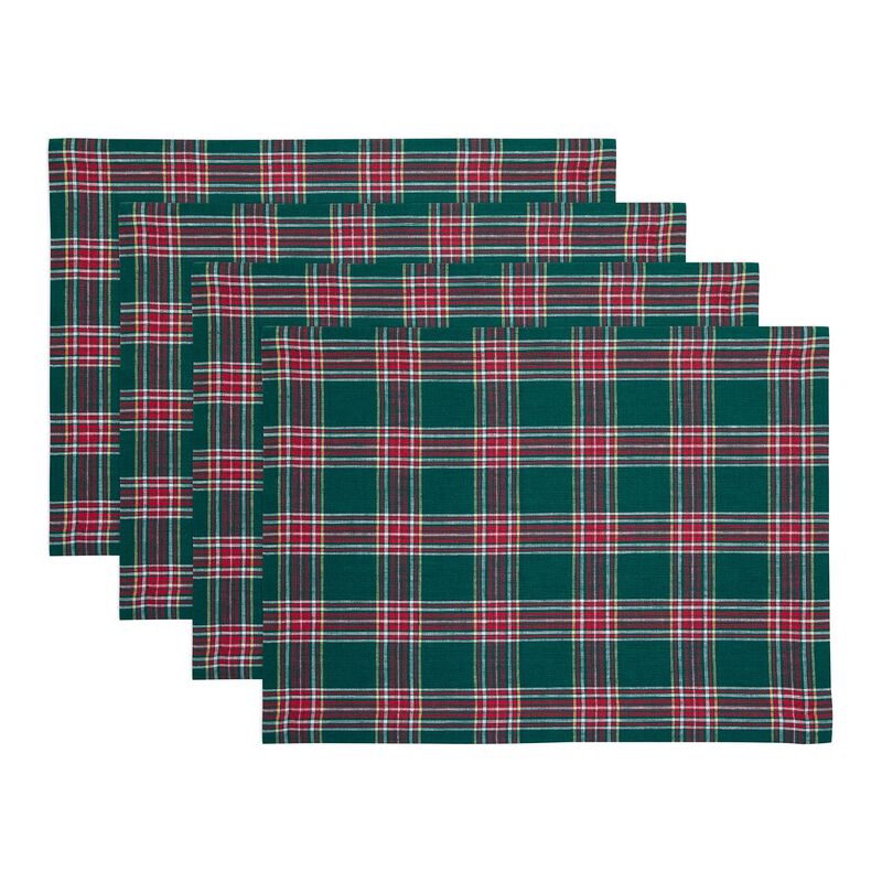 Linen Placemats - Green Tartan Plaid image number 0