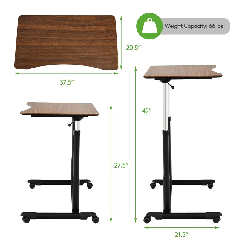 Height Adjustable Computer Desk Sit to Stand Rolling Notebook Table