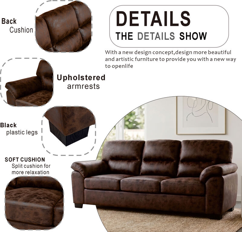 Domord Modern 81" Foil Fabric Sofa image number 2