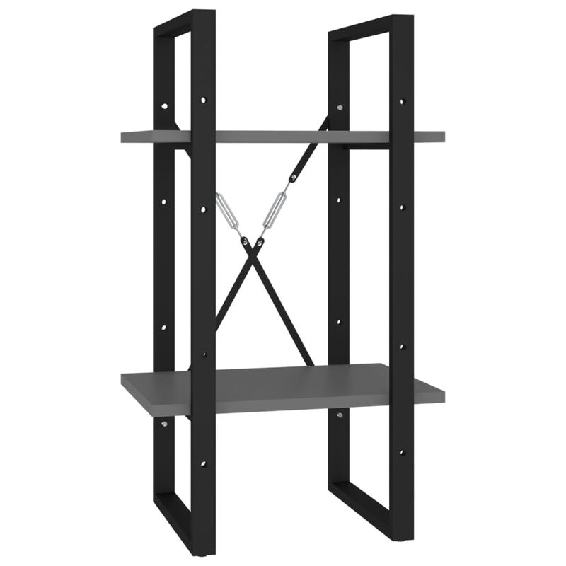 vidaXL 2-Tier Book Cabinet Gray 15.7x11.8x27.6 Engineered Wood