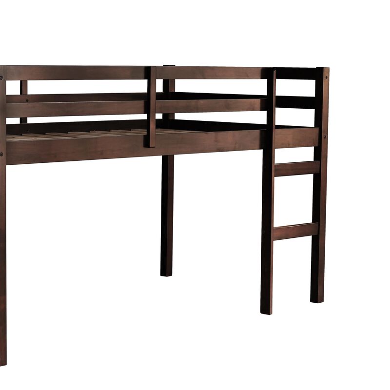 Whisen Twin Loft Bed with Ladder, Rubber Wood Space-Saving Design