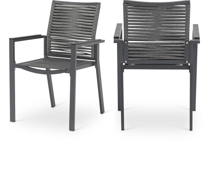 Meridian Furniture Maldives Grey Rope Fabric Outdoor Patio Dining Arm Chair, Set of 2 image number 0