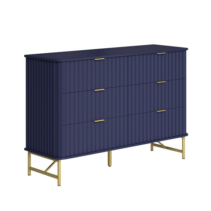 6-Drawer Dresser Chest with Metal Base