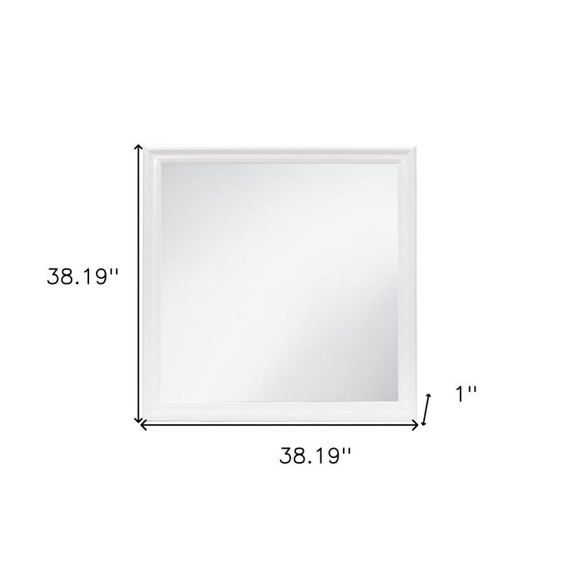 HomeRoots 38" White Square Wood Framed Accent Mirror image number 3