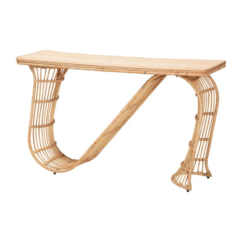 bali & pari Araceli Rattan S-Curve Console Table - Handwoven Wicker Sculptural Accent Table for Living Room or Entryway image number 0