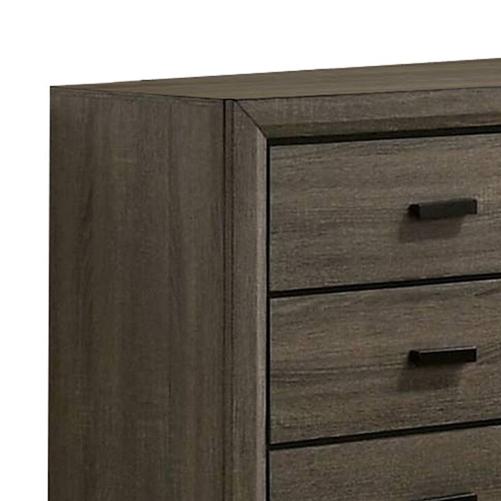 Dresser with Black Rectangular Pulls, Gray