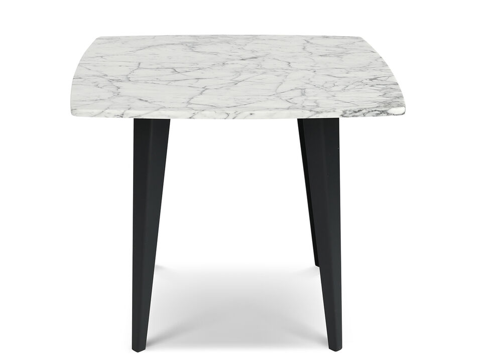 Soro 24" Square Italian Carrara White Marble Side Table with Metal Legs