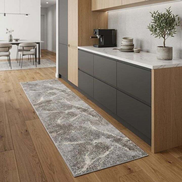 HomeRoots Abstract Distressed Runner Rug