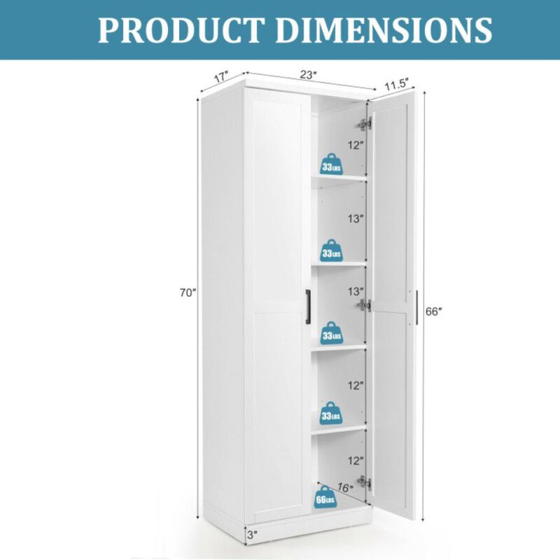 Hivvago Freestanding Storage Cabinet with 2 Doors and 5 Shelves