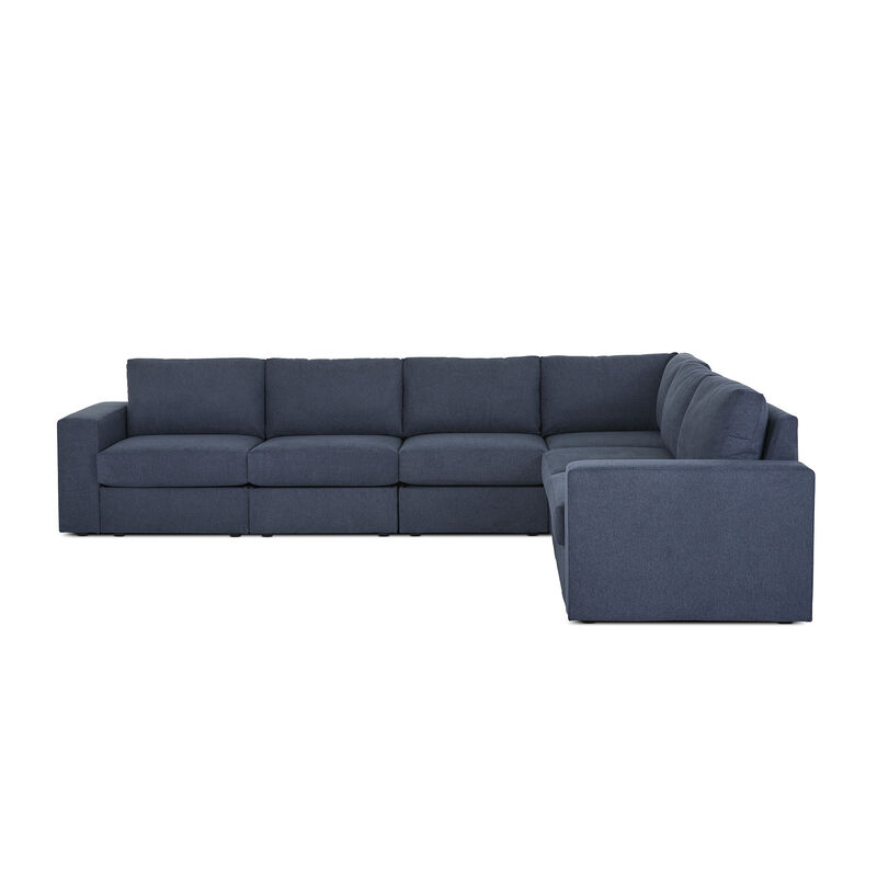 Flex Denim 6-Seat Sectional with Wide Arm