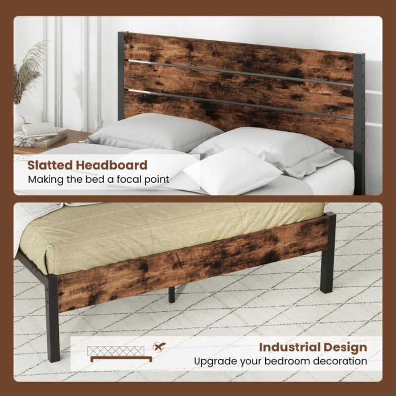 Hivvago Bed Frame with High Headboard and Mute Bar