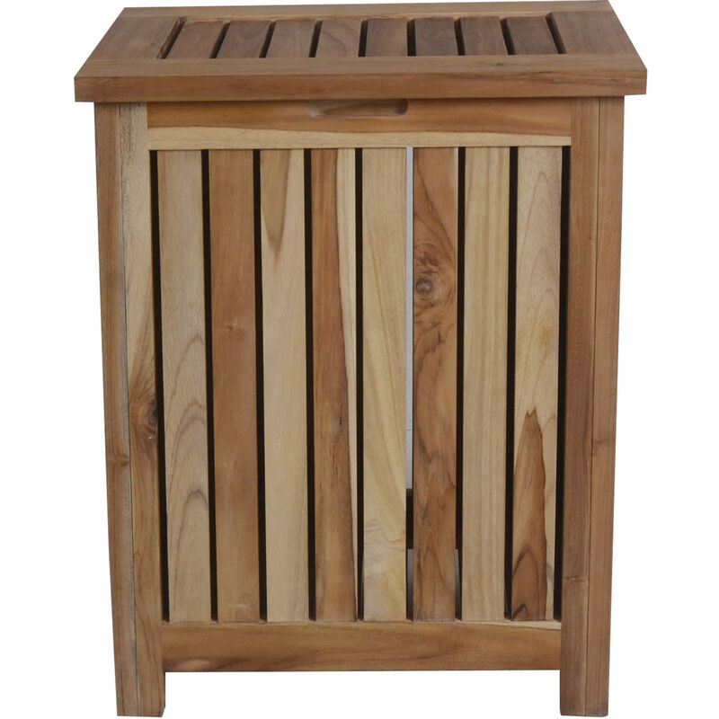 EcoDecors&reg; Eleganto&reg; 18" Teak Wood Double Laundry Storage Hamper with Removable Bags in EarthyTeak Finish image number 0
