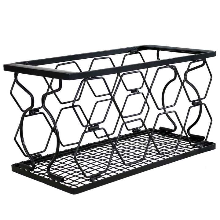 Sunnydaze 8-Bottle Collapsible Wire Tabletop Wine Rack - Black