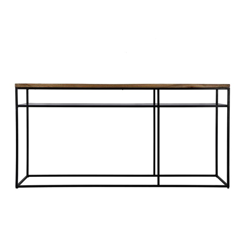 Butler Specialty Sutton 63 Iron and Wood Console Table with Storage, Light Brown