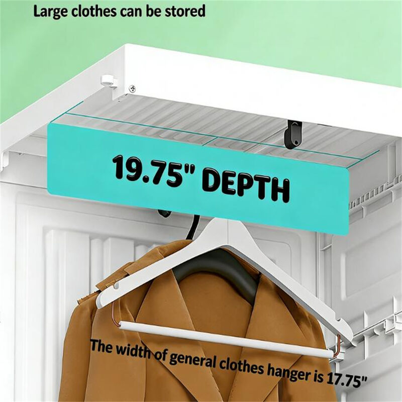 Portable Folding Wardrobe Storage Cabinet - 6 Compartments White Clothes Organizer for Entryway image number 7