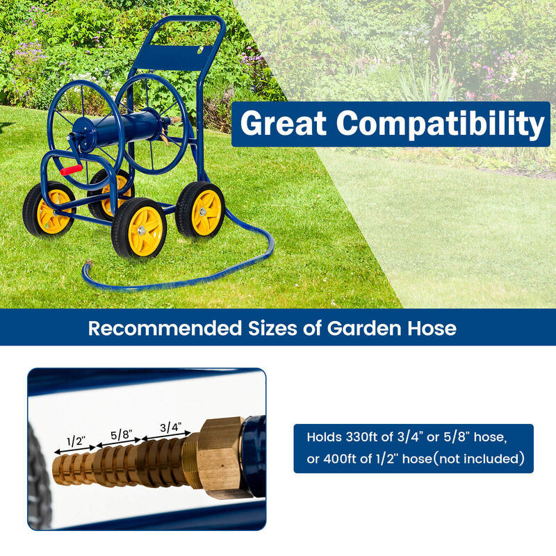 Garden Hose Reel Cart Holds 330ft of 3/4 Inch or 5/8 Inch Hose
