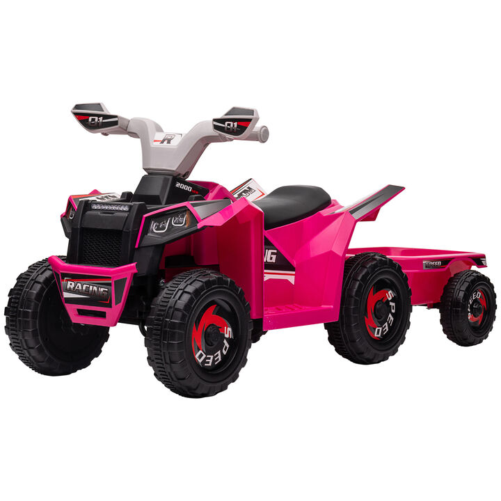 BreeBe 6V Electric Toy Car with Back Trailer, Forward Backward, Wear-Resistant Wheels