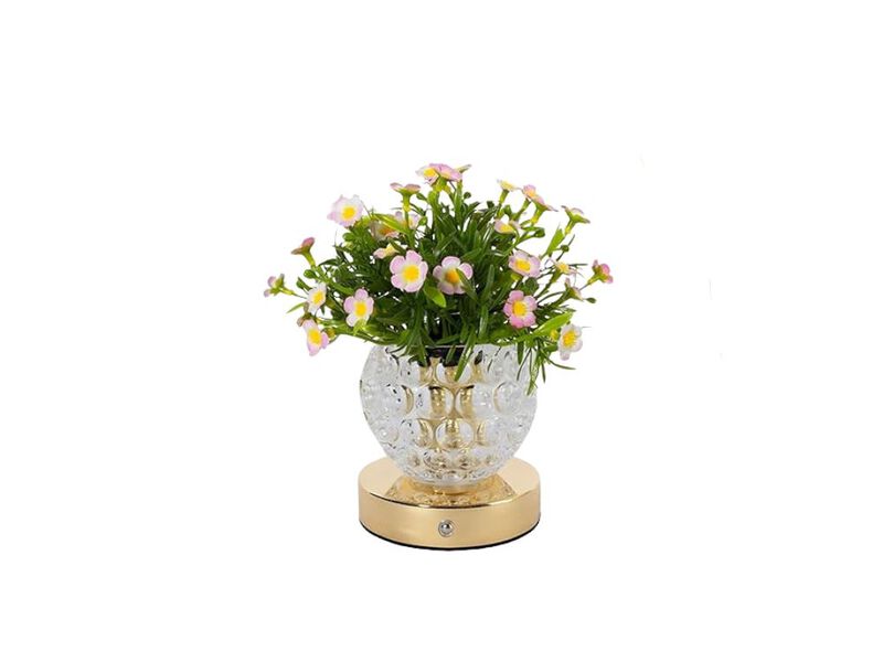 Rechargeable LED Table Lamp Night Light Pink Flower 3 Touch Dimming image number 0