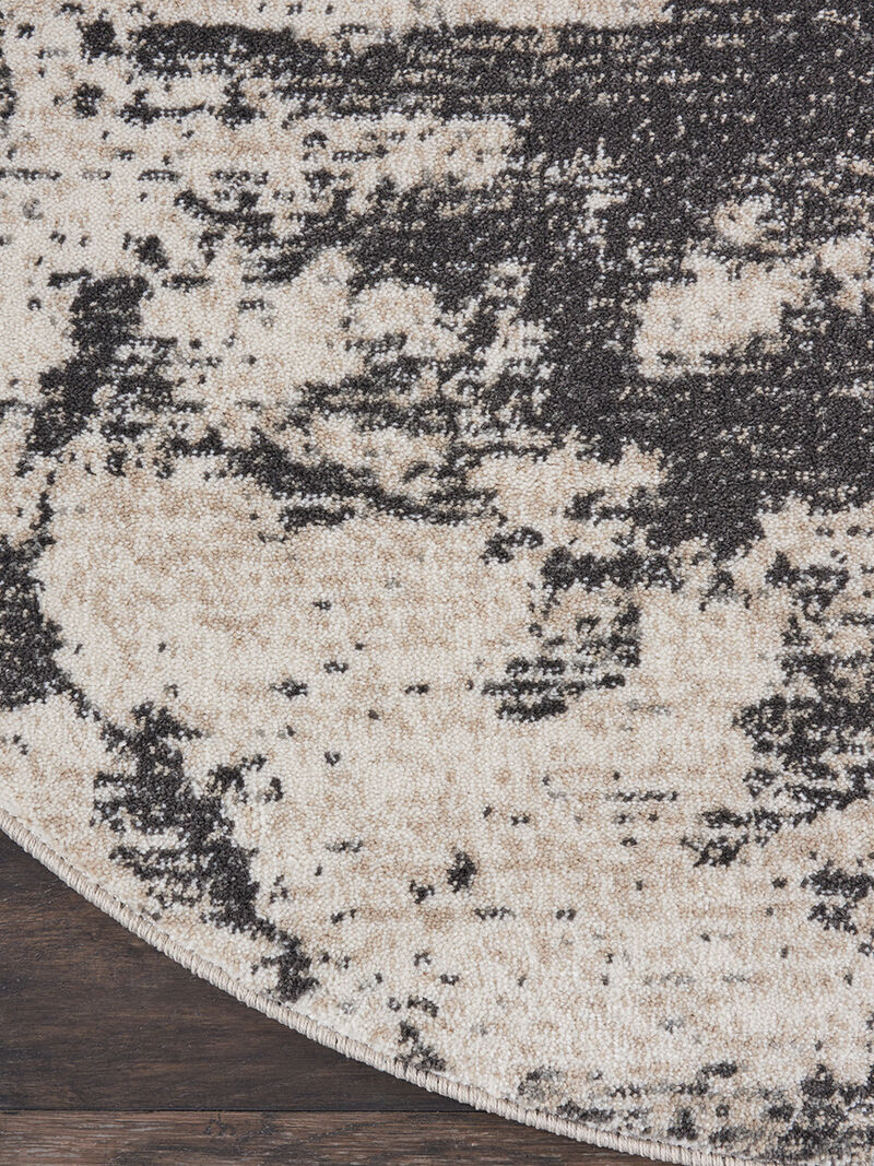 Maxell MAE07 Ivory/Gray 5'3" x Round Rug