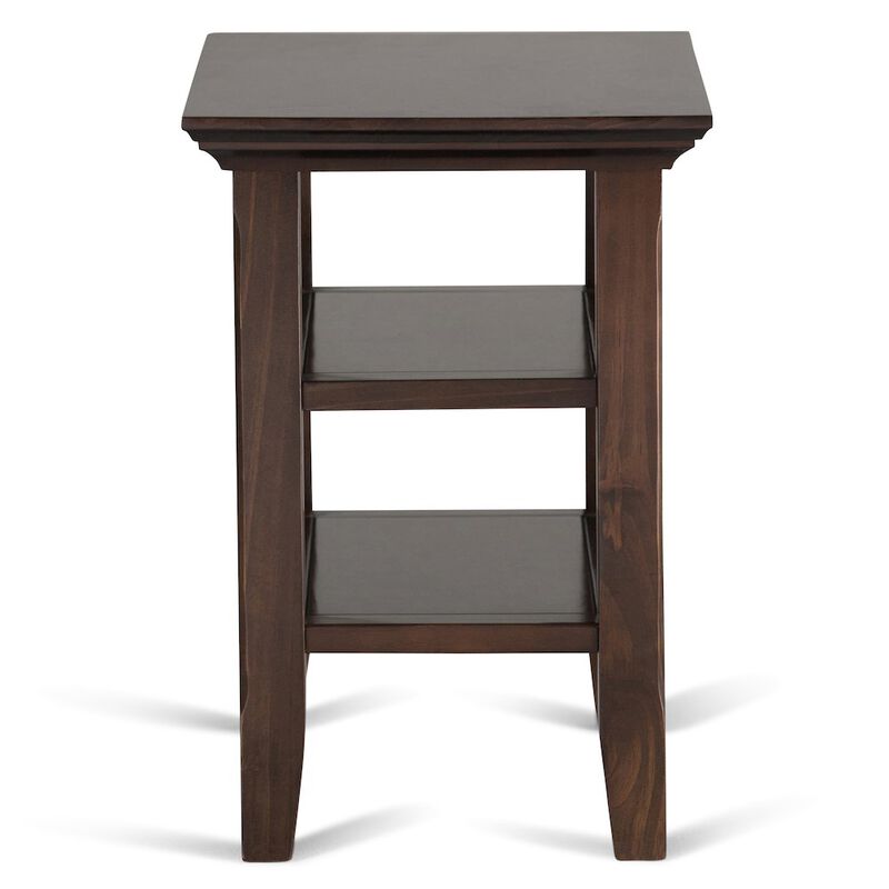 Simpli Home Acadian Solid Wood Narrow Side Table In Brunette Brown