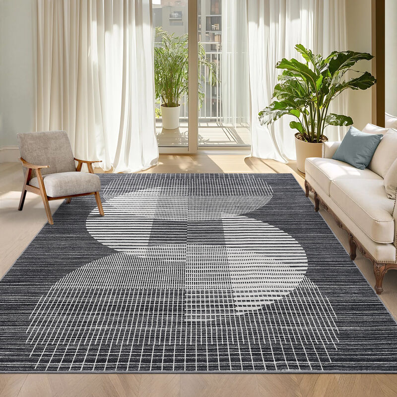10X13 FT Washable Area Rug for Living Room Modern Geometric Rug Soft Non Slip Bedroom Carpet image number 2