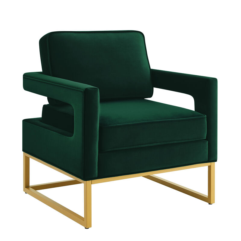 Merax Modern Velvet Accent Chair with Gold Metal Base
