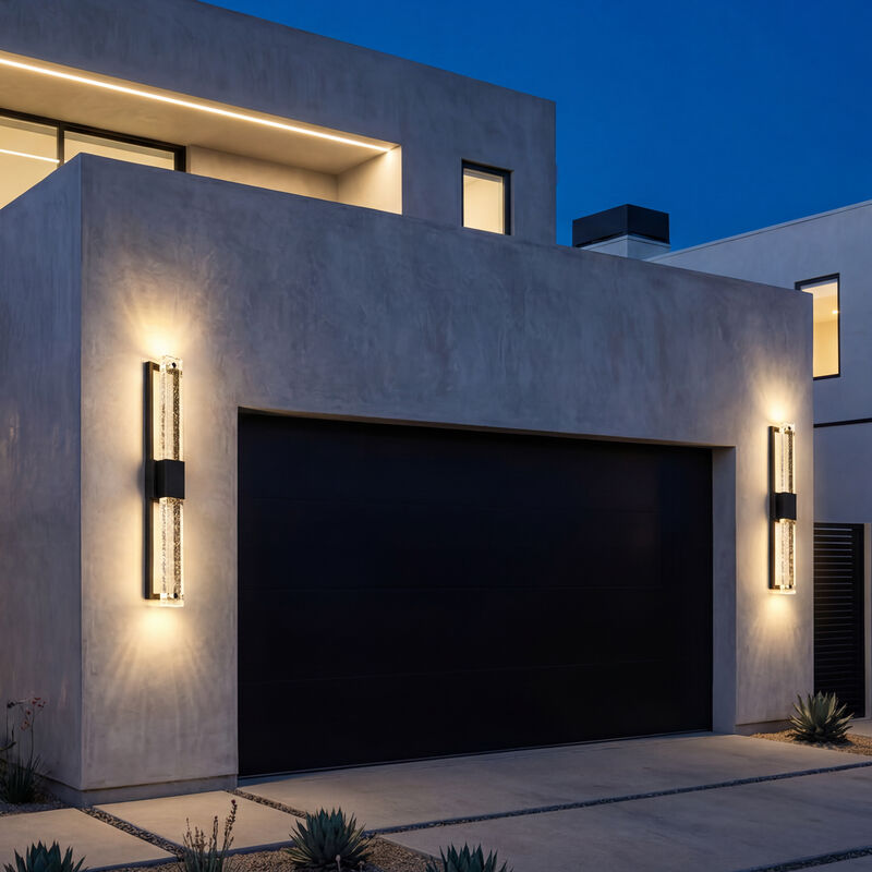 31.57" Modern 2-Light LED Outdoor Wall Light with Bubble Crystal image number 7