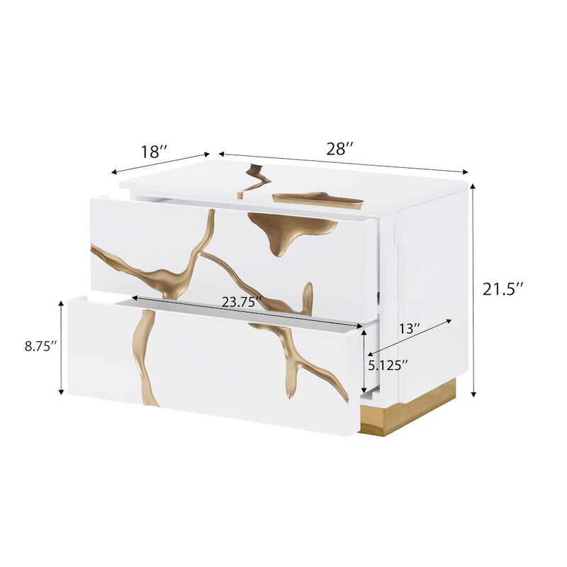 Best Master Furniture Trevello High-Gloss Lacquered Right Nightstand, Gold Accents (Black) image number 6