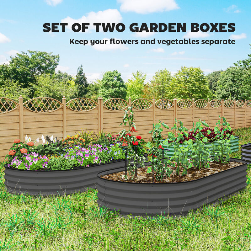Hivvago 2-Piece Raised Garden Bed Set with Metal Stakes image number 3