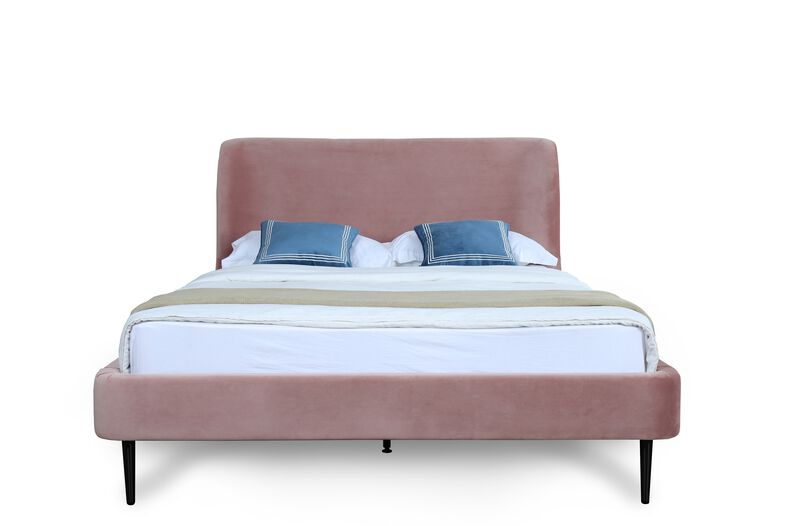 Heather Queen Bed in Blush with Black Legs