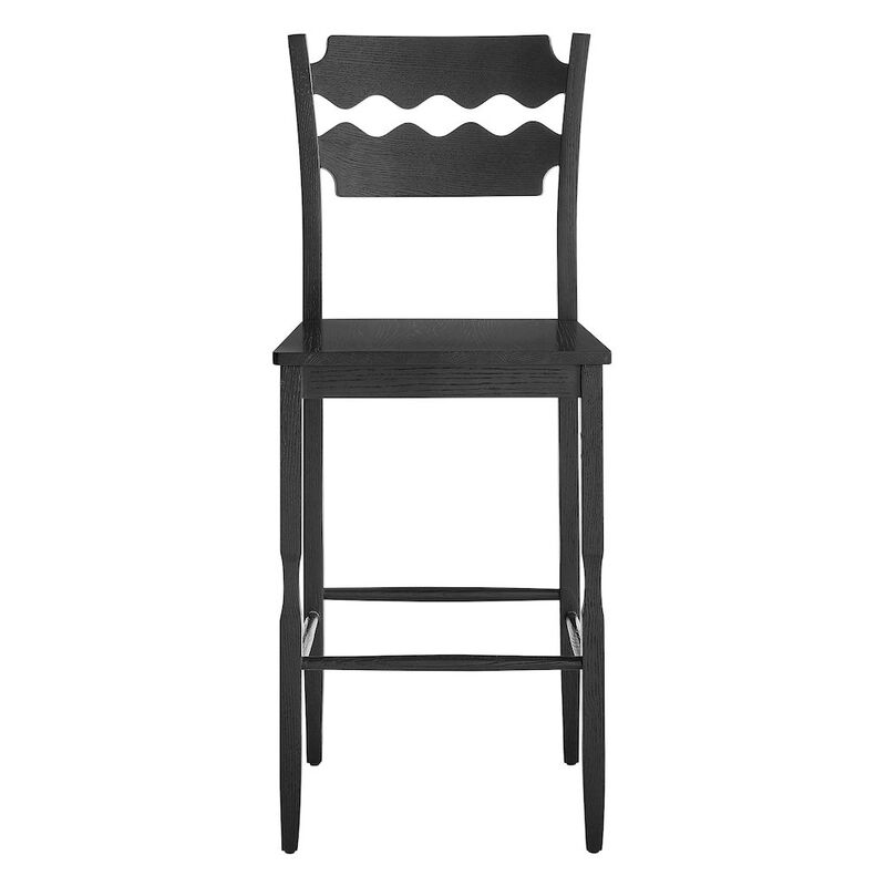 Jax Oak Wood Bar Stool With Wavy Razor Back image number 5