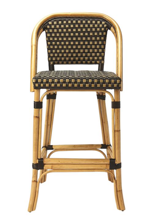 HomeRoots 26" Brown And Natural Rattan Counter Height Bar Chair