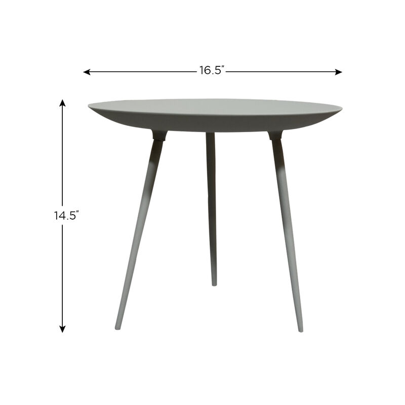 Handmade Aluminium And Iron Round Tray Ivory Color Side Table