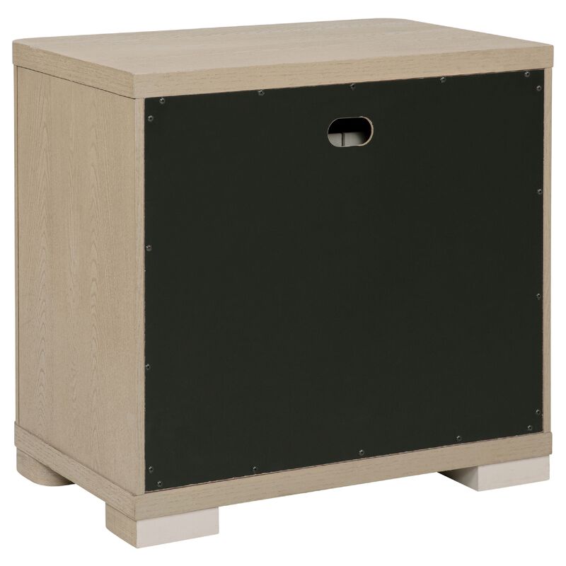 Saina Nightstand with 2 Drawers, Block Feet, Light Elm Wood 27 Inch image number 3