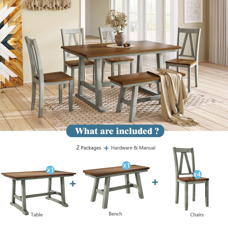 Fufze 6-Piece Wood Dining Table Set image number 2