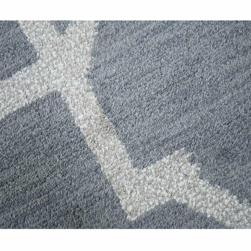 HAND KNOTTED WOOL Geometric AREA RUGS  - Rectangle Shape, Geometric Modern, Medium Pile Handmade Area Rugs for Living Room, Bed Room (N00942) image number 5