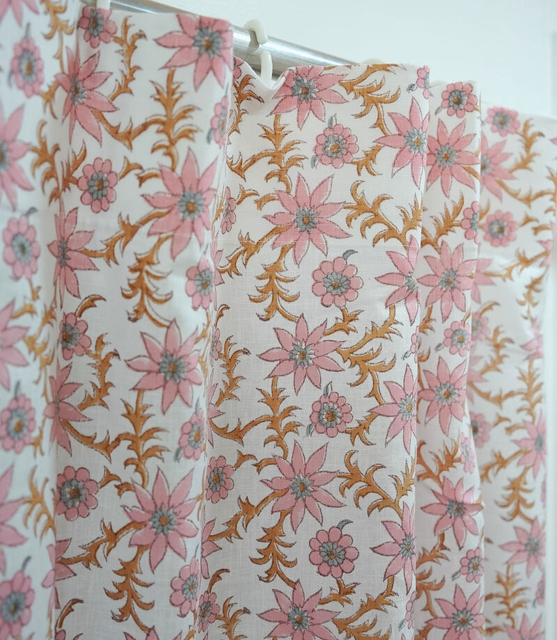 Fabdivine 42x54 Inch Floral Block Print Curtain Lightweight Linen Fabric for Elegant Home D&eacute;cor, Saanjh image number 6
