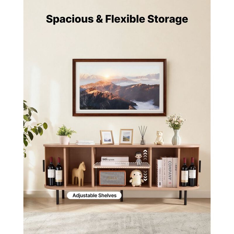 TV Stand for TVs up to 58 Inch with Adjustable Shelves and Sliding Door image number 6
