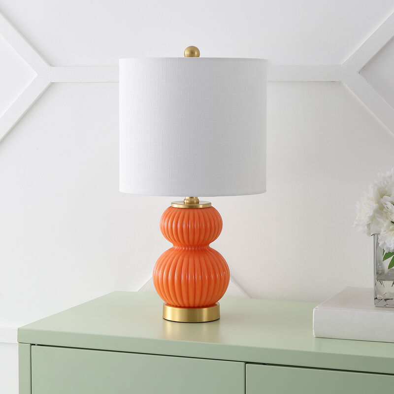 Daphne 20" Contemporary Transitional Metal/Glass Ribbed Gourd LED Table Lamp