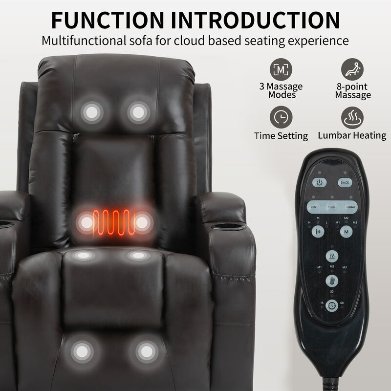 Merax Power Lift Recliner with Massage, Heat & Convenience Features image number 4