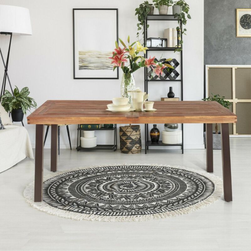 Hivvago Rectangular Acacia Wood Rustic Dining Furniture Table