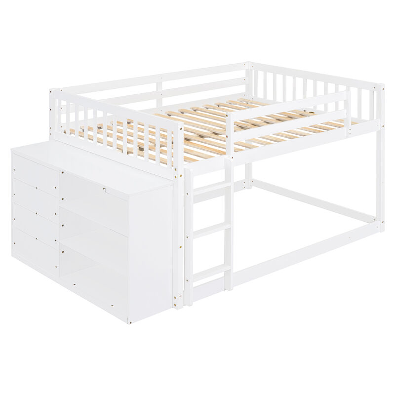 Whisen 92.4"x57" Full over Full Bunk Bed with 4 Drawers 3 Shelves, Solid Wood for Kids Bedroom image number 7
